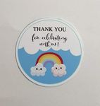 Belleza Crafting with Creativity Rraiinboow Design003 Print Waterproof Thank You Party 100 Pieces Stickers, Kids Birthday, Gift Wrapping, Party Favours, School, Art Craft, Card (Pack of 1)