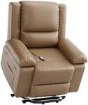 GarveeHome PU Leather Power Lift Recliner Chair with Massage and Heat, Adjustable Furniture for Back, Legs w/ 3 Positions, USB Port, Side Pocket (Earthy Yellow, 22" Seat Width)