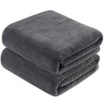 KinHwa Microfiber Bath Towels Extra Large Shower Towels 76x152 cm Super Absorbent and Soft Bathroom Towels Quick Dry Bath Sheets for Spa, Swimming, Pool 2 Pack Dark-grey