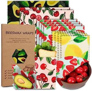 Reusable Beeswax Wrap, 11 Pack Eco-Friendly Beeswax Wraps For Food, Organic, Sustainable, Biodegradable, Zero Waste, Plastic-Free Food Storage, 1L Avocado, 2M Cherry, 4S Strawberry, 4XS Lemon Patterns