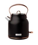 Haden Heritage 1.7L Black Kettle - Cordless 3KW Fast Boil Kettle, Removable Filter, Auto Shut-Off and Boil-Dry Protection, Perfect Retro Kettle for Countertops and Everyday Use