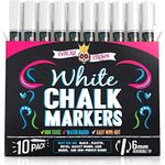 CHALKY CROWN Liquid Chalk Marker Pen - White Dry Erase Marker - Chalk Markers for Chalkboard Signs, Windows, Blackboard, Glass - 6mm Reversible Tip (10 Pack)