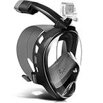 Odoland Snorkel Set for Man and Women, 180° Panoramic View Full Face Snorkeling Mask with Camera Mount, Dry Top Safety Breathing System Anti-Leak Anti-Fog Diving Mask for Adult Blue S