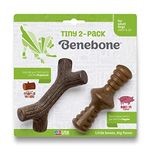 Benebone Tiny 2-Pack Durable Dog Chew Toy for Aggressive Chewers, Made in USA, Maplestick and Zaggler, Real Bacon and Maplewood Flavor