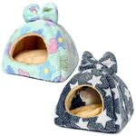 Tierecare Guinea Pig Hideout 2 Pack Rat Bed Chinchilla House Cute Habitat Warm&Cozy Cage Accessories for Ferret Hedgehog Small Pet Washable