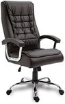 Halter Ergonomic Office Chair for Home Office Desk, Luxury Leather Bonded Executive Chair, Adjustable Height, Padded Comfy Seat, High Back Lumbar Support, Computer Chair for All Day Comfort, Black