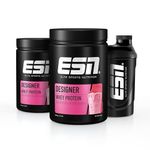 ESN Designer Whey Protein Powder, Raspberry, 2 x 908 g + Free Shaker - Muscle Building and Recovery