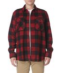 Wrangler Mens Long Sleeve Plaid Fleece Jacket Button Down Shirt, Red Buffalo Plaid, Large US