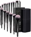 MAANGE Makeup Brushes Set 18 Pcs Premium Synthetic Makeup Brush Powder Blending Foundation Concealers Eye shadows Blush Brushes Kit Travel Makeup Brushes (Black)