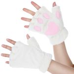 Sibba Cat Paws Gloves Fingerless 2 Pcs Bear Furry Paw Hand Mittens Cute Paw Gear Cosplay Costume Accessories Women Glove Novelty Clothing Accessories for Halloween Parties Performances Girls