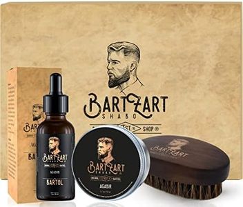 BartZart Shabo set de 3 piezas para el cuidado de la barba con aceite para barba, cera para barba y cepillo para barba con aroma a almizcle