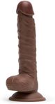 Lovehoney Lifelike Lover Realistic Dildo - 8 Inch Suction Cup Dildo for Women - Flexible Big Dildo with Balls - Harness Compatible Strap On Dildo - Adult Sex Toy - Flesh Brown