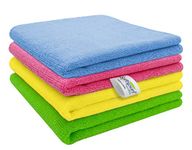 SOFTSPUN Microfiber Cloth - 4 pcs 40x40 cms 340 GSM Multicolor Thick Lint & StreakFree Multipurpose Cloths Automotive Microfibre Towels for Car Bike Cleaning Polishing Washing & Detailing.