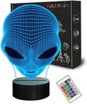 FULLOSUN 3D Night Light Alien Illusion Lamp, LED Martian ET Nightlight with Remote Control 16 Colors Changing Room Home Decor Xmas Cool Birthday Gifts for Kids Boys Child