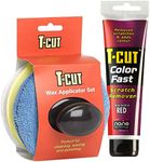 T-Cut Colour Fast Red Car Wax Polish Scratch Remover Colour Enhancer - 150g plus a Wax Applicator Set with Handle * 6 Colours Available