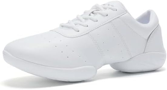 OLORA Cheer Shoes Girls White Cheerleading Shoes Lightweight Comfortable Dance Athletic Training Tennis Competition Cheerleader Sneakers US Size 4.5 Little Kid