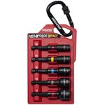 Megapro Impact Nut Driver Set - 5 Pack Sturdy Drill Bits with Carabiner Clip for Tool Sets - Modified S2 Steel & Black Oxide Coating - Can Withstand High Torque Output - Metric Impact Driver Bit Set