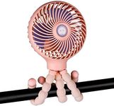 Leipple Mini Handheld Stroller Fan,Personal Portable Clip-on Desk Fan with Flexible Tripod,Rechargeable USB Fan Adjustable 3 Speeds for Camping Car Seat Crib Bike Treadmill Gym (Pink)