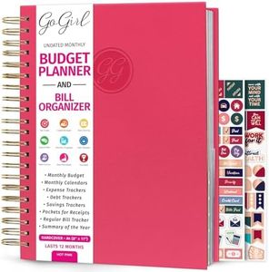 GoGirl Budget Planner & Monthly Bill Organizer – Monthly Financial Book with Pockets. Expense Tracker Notebook Journal to Control Your Money, A4-Sized Spiral-Bound Hardcover, Lasts 1 Year – Hot Pink