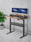 JIN OFFICE Height Adjustable Desk Electric Dual Layer | Additional Layer for Monitors | 80 Kg Wt. Cap, 3 Year Warranty | Added Cross bar for Stability| 1200 * 700 mm Table Top, Steel, Matte Finish