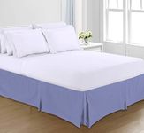 Sapphire Collection PLAIN DYED POLY COTTON PLEATED PLATFORM BASE VALANCE SHEETS (Double, Blue)