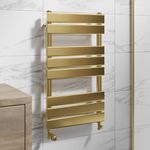 DuraTherm® 800 x 450mm Flat Panel Heated Towel Rail Radiator Modern Central Heating Bathroom Warmer Wall Mounted Ladder Rad, Brushed Brass