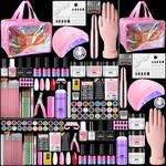Yokilly Acrylic Nail Kit for Beginners: Nail Acrylic Powder Liquid Set with Gel Polish Practice Hand Drill UV lamp - Nails Kit Acrylic Set Starter Supplies in Pink Gift Bag for Women Home Salon
