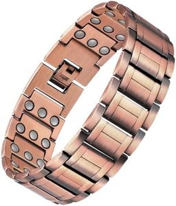 Feraco Copper Bracelet for Men, 3X Ultra Strength Magnetic Bracelets, 99.99% Pure Copper with 3500 Gauss Neodymium Magnets, Adjustable, 8.66 inches (22cm), Metal, no gemstone