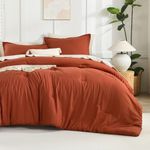 Litanika Burnt Orange Twin/Twin XL Comforter Set, 2 Pieces Solid Terracotta Lightweight Bedding Comforter Set, Rust Fluffy Quilted Blanket Set (66x90In Comforter & 1 Pillowcase)