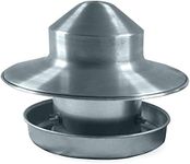 Outdoor Poultry Feeder with Rain Hood (Top Hat) Galvanised Pheasant Feed Dispenser for Hens, Chickens, Ducks, Foul Holds Approximately 2.5kg. Premium Quality Feeder, Made In The UK