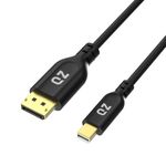 QZ Mini DisplayPort to DisplayPort Cable, DisplayPort to Mini DisplayPort Cable, Mini DP to DP Cable, DP to Mini DP Cable, Bidirectional, 8K 60Hz, 1.8 Meter, Black (Thunderbolt 1/2 Port Compatible)