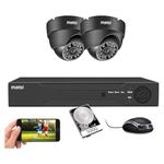 maisi 4 Channel 1080P DVR CCTV Security Camera System w/ 500GB HDD, 2x 2MP Surveillance Dome Camera, Night Vision, Email & APP Alert, Indoor Use Only