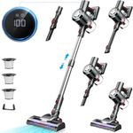 Cordless Vacuum Cleaner: 450W 38K Pa with LED Display,Up to 55 Mins Runtime,Anti-Tangle Rollor,Self-Standing Stick Vacuum,Ultra-Lightweight Handle Vacuum Cleaners for Home Pet Hair Hard Floors Carpet