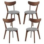 KOTEK Dining Chairs Set of 4, Mid Century Modern Kitchen & Dining Room Chairs w/Rubber Wood Legs, Cushioned Seat, Curved Backrest, Walnut Finished Wood Side Chairs for Bedroom, Living Room, Kitchen