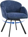 Yaheetech Swivel Accent Chair, Flower Chenille Armchair, Vanity Chair Side Chair with 360-Degree Swivel Base and Seat Cushion for Living Room/Bedroom/Home Office/Makeup, Blue