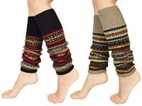 UMIPUBO Women Leg Warmer Striped Ethnic Knitting Wool Footless Knee High Boot Socks Christmas Socks Boot Cuff Cover Socks