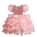 M MUNCASO Flower Girls Dresses Sequin Puff Sleeve Dress for Girls Toddler Party Pink Dresses Kids Ball Gown Puffy Dresses for Girls Wedding Prom Princess Pageant Dress for 3-12 Years