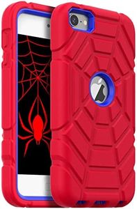 Grifobes for iPod Touch 7th Generation Case, iPod Touch 6th / 5th Generation Case, 3-in-1 Heavy Duty Shockproof Rugged Protective Cover for iPod Touch 7/6/5 Case for Kids Children(Red+Blue)