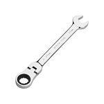 Jetech 27mm Flexible Head Gear Wrench, Industrial Grade Flex Ratcheting Spanner Made with Forged, Heat-Treated Cr-V Alloy Steel, Full Polished 12 Point Flex-Head Ratchet Combination Wrench, Metric