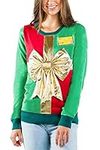 Tipsy Elves Ugly Christmas Sweater for Women - Cute Holiday Wrapping Paper Present Pullover Size Medium