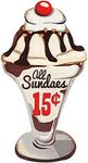 Open Road Brands Ice Cream Sundae Metal Sign - Vintage Diner Ice Cream Sign for Home Decorating - All Sundaes 15 Cents