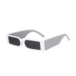 The Tinted Story | Full Rim Street Sunglasses | Men & Women | Regular | Rectangular Spy Glasses (White)