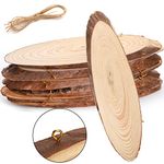 DEAYOU 8 Pack Unfinished Wood Crafts, Wooden Sign with Eye Ring for Centerpiece, Painting, 9-11"L x 3-4"W, Oval