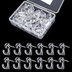 TIESOME Clear Push Pins, 50 Pcs Drawing Pins with Thumb Tacks Hook Thumb Tacks for Cork Thumbtacks for Photo Wall, Bulletin Board, Home Wall, Home Office School Supplies