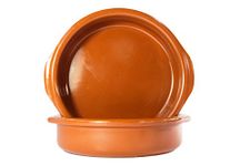 2 x 17cm Spanish terracotta dish with handles cazuela