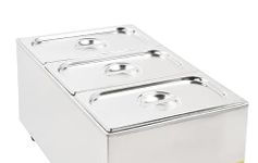 Buffalo Commercial Bain Marie Food Warmer, 3 GN 1/3 Containers with Lids, Stainless Steel