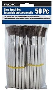 ROK Glue Brush 0.5 Inch Wide Natural Horse Hair Bristles Set of 50