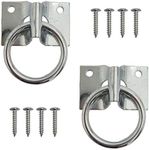 2-in Hitch Ring with Plate, Hitching Ring Hooks, Wall Mount, Zinc-Plated, Animals Tie Downs, Home and Farm Applications, 400lbs Safe Working Load (2-Pack) (with Screws)