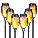 LQWELL® Solar Lights Solar Torch Light for Outdoor Garden Pack of 6 12 LED Solar Lamp with Realistic Flame Effect IP65 Waterproof Garden Torches Solar Path Backyards Lawn Lighting (Pack of 6)