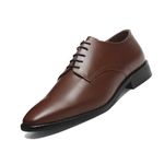 LOUIS STITCH Men's Oxford Formal Shoes | Italian Leather Lace-Up | Comfortable for Business, Casual Elegant Russet Tan | UK Size 10 (RXPL)